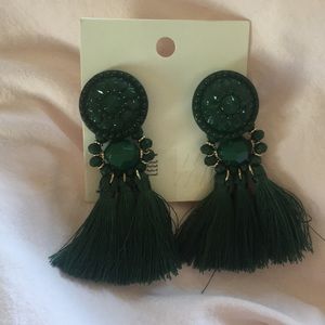 Green Tassel Earrings